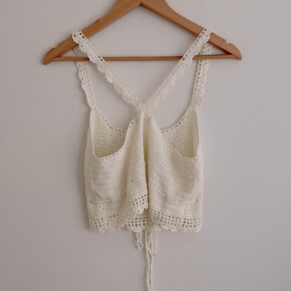 Altar’d State Crochet Crop Tank Top Ivory - Picture 2 of 11